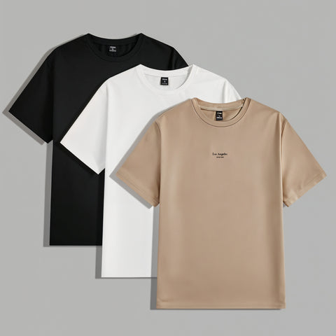 Camisetas Lisas Los Angeles Negro Café Caqui