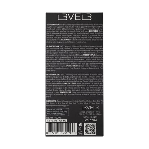 Tinte para cabello y barba L3VEL3 - Color Negro