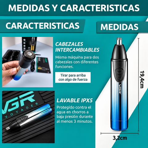 Recortadora Nasal 2 en 1 VGR V-619
